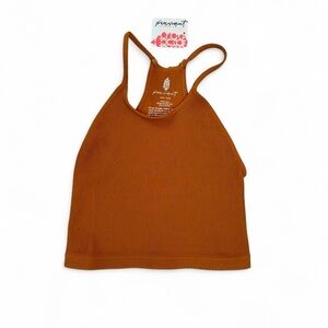 Orange Free People Movement Ribbed Tank Top workout summer crop top bra top